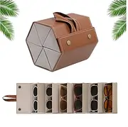 [Ai-OUMLEEF] Glasses Organiser,6 Slots Sunglasses Organizer Box, Foldable Glasses Storage Case for Glasses, Eye wear Holder, Hanging Sunglasses Display Box for men women(Brown)