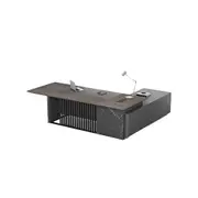 Modern Furniture MADEIRA 220cm Executive Desk Left Return - Hazelnut & Grey