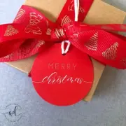 12 Red Christmas Gift Tags Presents Gifts Labels Swing Tag Merry Xmas