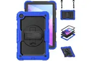 WASSUP Lenovo Tab M10 Plus (3rd Gen) 10.6 inch 2022 Case with Screen Protector Hand Strap Stand & Shoulder Strap-Black&Blue
