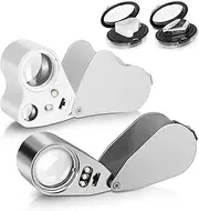 2 Pieces Loupe Magnifier,30X 40X 60X Portable Magnifying Glass Eye Loop Loupe,Full Metall Magnifying Glasses with UV Light and LED Light for Jewelers Watchmaker Craft Close Work Coin Gem Stamp
