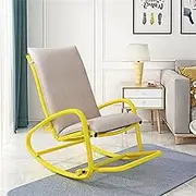 Let's Make Memories Personalized Adjustable Rocking Chair Mid-Century Modern Nursery Rocking Chair Upholstered High Back Decorative Slide Rocking Chair Ideal for Living Room, Patio, Study,Yellow