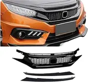 Compatible For Honda Civic 10th Gen 2016-2021 Front Grille Racing Grill Net Car Grid Splitter Upper Bumper Hood Mesh Grills Kits Auto Parts(2021 Type 1)