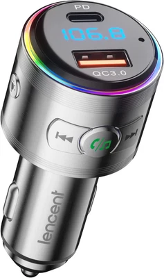 LENCENT Car FM Transmitter Bluetooth 5.3, PD 20W & QC3.0 18W Fast Car Charger...