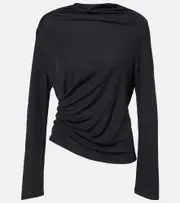 [Jacquemus] Jacquemus Croisière draped open-back crêpe jersey top UK 12 black