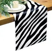 Zebra Table Runner Black and White Striped Texture for 72 inches Black Lines