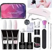 Builder Nail Gel Kit | 3 Colors Gel Kit with Slip Solution and Nail Lamp - Professional Manicure Supplies For Beginners