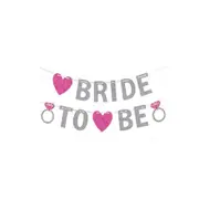 2 Sets BRIDE TO BE Glitter Powder Letters Banners Wedding Decoration Banners