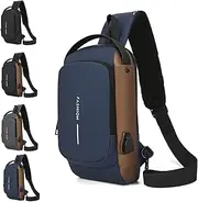 [Generic] New Carbon Fiber Streamline Anti-Theft Sling Bag, Waterproof USB Charging Sport Sling Anti Theft Shoulder Backpack