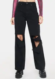 [Hidden Denim] Heavy Distressed Dad Jeans