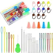 cobee 43 PCS Yarn Needles Set, Large-Eye Darning Needles Assorted Yarn Needle Stainless Steel Tapestry Needle Weaving Needle Blunt Knitting Needle with Stitch Markers Storage Box for Knitting Crochet