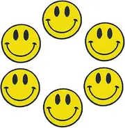 XOmise Lot of 6 pcs Smiley Face Big Eyes Smile Emoji Retro Hippie DIY Iron on Embroidered Patches