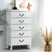 Kubi Tallboy 5 Drawers Storage Cabinet - White