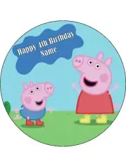 Peppa Pig Cake Toppers Edible Icing Birthday Cake Decorations (2 Sizes)