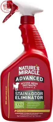 Nature’s Miracle Dog Stain& Odour Eliminator 946ml,Enzymatic Cleaner,Lemon Scent