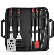 RAXCO BBQ Tools Set,5PCS BBQ Accessories Kit with Carrying Bag,Essential Stainless Steel Barbecue Grill Tool, Camping Utensils Perfect for Outdoor Party Picnic