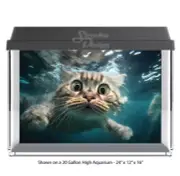 Funny Cute Cat Swimming Polyester Fish Tank Glass Backdrop Aquarium Background