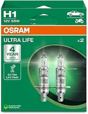 OSRAM ULTRA LIFE, H1, halogen headlight lamps, Hanging folding box (2 lamps), white