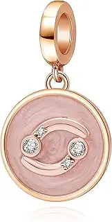 JORLLA Zodiac Sign Charms Rose Gold Birthstone fit Pandora Bracelets Smart Owl 925 Sterling Silver Constellation Dangling