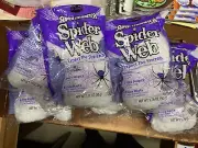 6 Unopened Packages of Halloween Spider Webbing Decoration
