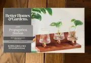 Better Homes and Gardens 3 Beaker Propagation Station - 3 Vases and Wood Stand
