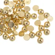 360pcs ABS Half Pearl Beads 8mm Flat Back Imitation Pearl Metallic Gold Tone