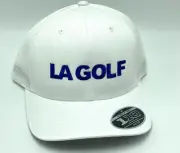 New LA GOLF Putters Core Logo Adjustable Flexfit 110 Mesh Hat Cap White Blue