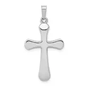 14k White Gold Polished Rounded Cross Pendant