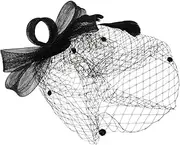 [BESTYASH] Women's Bridal Fascinator Hat Mesh Lace Headband Elegant Tea Party Hat for Women Birdcage Veil Black
