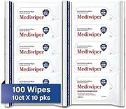 Mediwiper 10 Count Alcohol-Free Sanitizing Wipes, Hand Sanitizer, Disinfecting Large Unscented Wet Wipes Bulk (1000 Wipes (10ct*10pk))