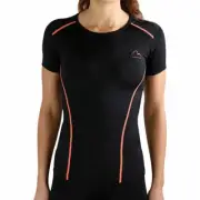 More Mile Compression Womens Top Black Short Sleeve Running Base Layer T-Shirt