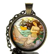Sea Nymph Art Nouveau Pendant Necklace Handcrafted Mythological Photo Jewelry
