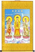 Photo Canvas Silk Scroll Painting Decorations for House,Three Sages of The West Mural Decoration,Zen Home,Office Hanging Ornaments,C (Color : Onecolor)