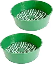 PHENOFICE Garden Soil Sieve Set Round Plastic Sifter Pan for Soil Sifting Compost Separation and Cat Litter Scoop