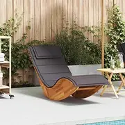 Acacia Rocking Sun Lounger, Solid Wood Outdoor Lounge Chair for Patio, Lawn or Beach: Comfortable Recliner, Folding Option Plus Cushion