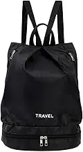Waterproof Pool Beach Gear Bag, Dry-Wet Travel Sports Backpack, Multifunctional Portable Gym Bag for Camping (Black)