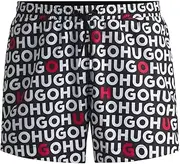 [HUGO BOSS] Men's Tortuga Logo Print Swim Shorts with Logo Print, Black 1, Large
