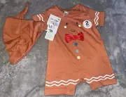 Kmart Anko Gingerbread Jumpsuit with Hat Size 0000 Brand New with Tags