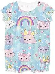 [miaozhen] Toddler Rompers Ruffled Sleeve Baby Romper Jumpsuit Girl Cotton Cute Toddler Summer Clothes 12M Princess Dress Crown Cartoon mameluco de nina 3-24 meses, Princess Dress, Crown Cartoon