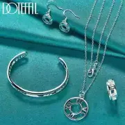 DOTEFFIL 925 Sterling Silver Roman Numerals Earring Bangle Necklace Ring Set