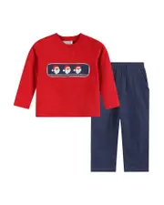 Lil Cactus Santa Smocked Shirt & Pant Set