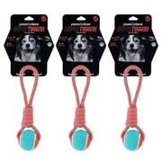 3x Paws & Claws 24cm Super Tuggers Coiled Rope Tennis Tugger Pet Dog Chew Toy