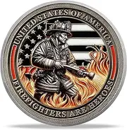 Firefighter Challenge Coin -Tribute to Heroism, Courage, and Commitment-Motivational Fire Prayer Coins-Inspring Gift for Firefighters and Heroes