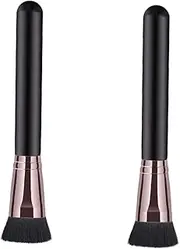 [Baluue] 2pcs Professional Makeup Foundation Brush Set Flat Foundation Brush Synthetic Bristles Delicate Makeup for Women