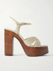 [SAINT LAURENT] SAINT LAURENT - Bianca Canvas Platform Sandals - Beige - EU 39 EU 39 Neutrals