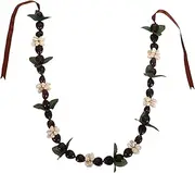[Luxshiny] Hawaiian Nut Necklace for Graduation Elegant Floral Design with Ribbon Bow Tie Lightweight Faux Shells for High School College Celebrations