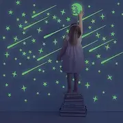 216 PCS Glow in Dark Stars and Moon, Glowing Stars Stickers for Ceiling and Wall Decals, for Kids Bedding Room or Party Birthday