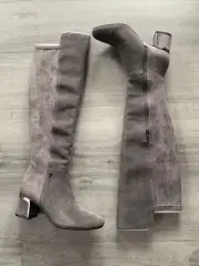 DKNY Women's Knee High Tall Boot Steel Suede with Stretch CORA 6.5