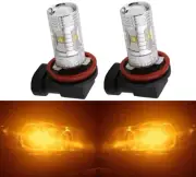 LED 80W H9 Orange Amber Two Bulbs Head Light High Beam Replacement Show Use (for: Audi)