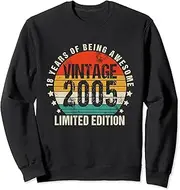 [X.Style] 18 Year Old Retro Vintage 2005 Limited Edition 18th Birthday Sweatshirt ds154 Sweater (S) Black